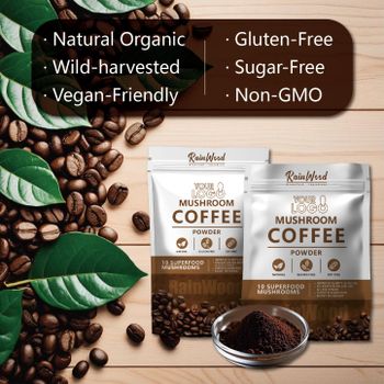 Pravate Label Colombian Sourced Beans Coffee 10 Mushroom Blend with Lion's Mane and Cordyceps Mushroom Coffee - EcoRoma GmbH - Germany