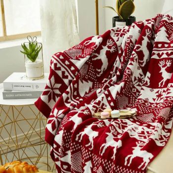 Merry Christmas Throw Blanket Nordic Winter Knitted Jacquard Christmas Tree Elk Blankets Soft Warm Sofa Bed Cover Shawl Gifts - Shaoxing City Xinlan Textile CO., LTD. - China