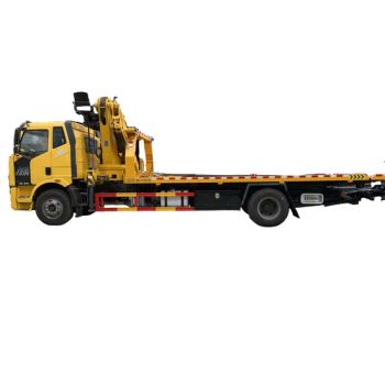 FAW 4X2 8t One Tow Two Wrecker Tow Truck Flatbed Road Wrecker Truck with 8t Folding Arm Crane Hoisting Car Emergency Recovery - Shenzhen Vehision Special Vehicle Co., Ltd - China