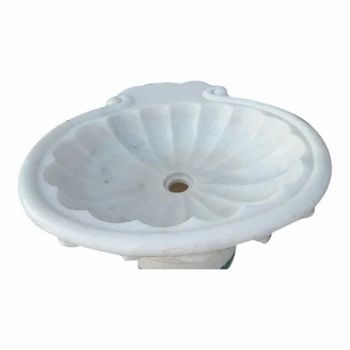 Pedestal Carving White Marble Wash Basin, For Bathroom Color White Pattern Carving Materials Marble Mount Type Pedestal Usage/Application - Adaniya Marble & Handicrafts - India