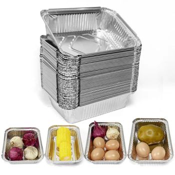 Disposable 500ml Food Packaging Foil Box Takeout Aluminum Foil Tableware with Logo Printed - Zhengzhou Laiwosi Aluminum Co., Ltd. - China