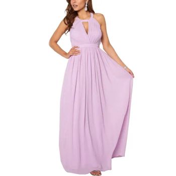 Customize Ladies Elegant Pleated Long Lilac Bridesmaid Dresses - Dongguan Xiuyu Fashion Garment Co., Ltd. - China