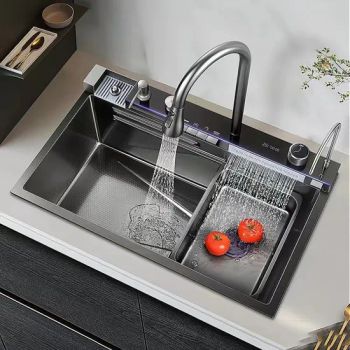 Factory Sink Nano Fregadero Waterfall Sink Lavaplatos Handmade Stainless Steel Sink Black Modern Wash Basin Kitchen Sink Stainless Steel Kitchen Sink Smart Sink - Top Fun Kitchen and Bathroom Co., Ltd. - China