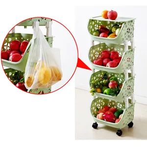 Kitchen Plastic Organizer Trolley Kitchen Movable Display Rack Food Fruits Groceries Pantries Toys Magazines and Other Accessories Shelves Esg15143 - Ningbo Easyget Co., Ltd. - China