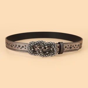 Vintage Rhinestone Pentagram Embossed Carved Ethnic Style PU Belt for Ladies - Dongguan Zhengyong Leather Co., Ltd. - China