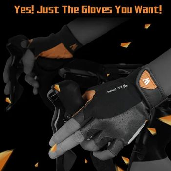 West Biking Yp0211196 Half Finger Cycling Gloves Lycra PU Leather Shock Absorbing Bike Motorcycle Mittens Black XL - Colpoint Technology Limited - China