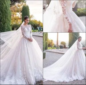 Long Sleeves Wedding Gown Custom Made Lace Princess Bridal Dresses Mg560 - Suzhou Leader Apparel Co., Ltd. - China