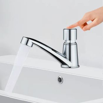 Polished Chrome Self Closing Time Delay Washbasin Faucet - Cixi Futang Hardware Products Co., Ltd. - China