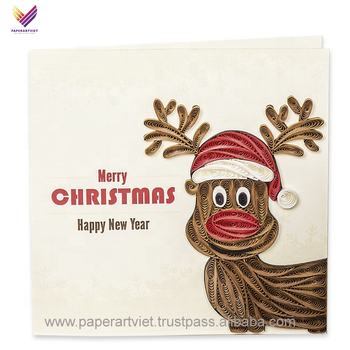 Reindeers Christmas Quilling card / Christmas Greeting Cards / Nice Paper Handmade card Christmas Card - PAPER ART VIET COMPANY LIMITED - Vietnam