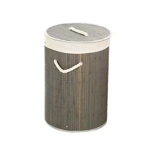 Foldable Bamboo Woven Laundry Basket/Collapsible Wicker Storage Hamper with Fabric Liner - Shuifu Huiyang Agricultural Technology Co., Ltd. - China