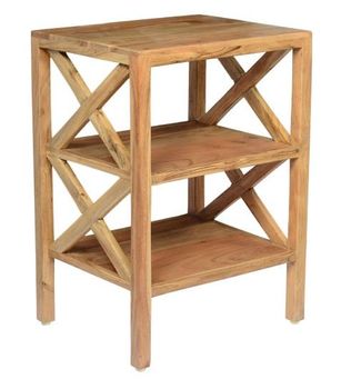 Acacia Wood Side Table Wood Grain Texture Vibrant Natural Wood Grain Shelf Configuration 3-tier Open Storage Design Material 100% Solid Acacia Wood, Hardwood, Wood - Kraftshilp - India