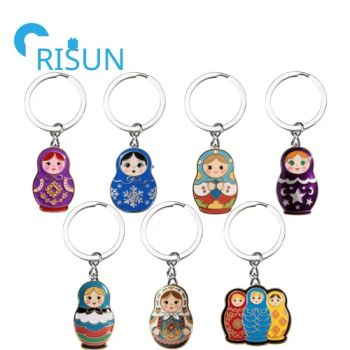 Factory Wholesale Russia Tourism Souvenir Keyring Key Chain Accessories Custom Metal Enamel Mini Russian Matrioshka Matryoshka Nesting Doll Keychain - Shenzhen Risun Trading Co., Ltd. - China
