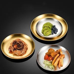 Round Dessert Salad Plates Picnic Barbecue Snack Dishes Stainless Steel Dinner Dishes Serving Camping Plates - Yiwu Hld Commodity Manufactory Co., Ltd. - China