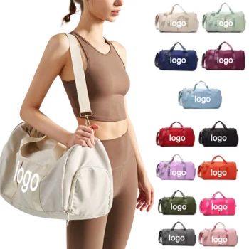 Sports Custom Logo Waterproof Foldable Sport Gym Bag for Women and Men Travel Pink Nylon Duffle Bags with Shoes Compartment - Danyang Huasheng Sporting Goods Co., Ltd - China