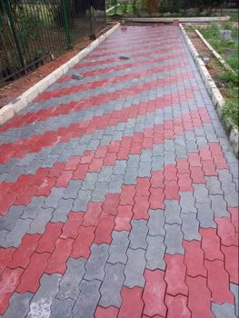 Red And Grey Pathways Interlocking Concrete Paver Blocks, 40 mm - Silicon Pavers - India