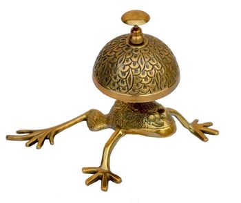 Antique Brass Frog Style Desk Bell Nautical Calling Service Bell - Mariyam International - India