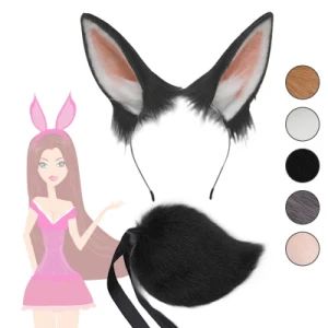 Bunny Ears Realistic Furry Headband Plush Animal Tail Cosplay Props Women Carnival Party Fancy Dress Halloween Costume Accessory - Foshan Youyan Clothing Co., Ltd. - China