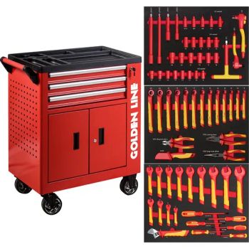 68 PCS Insulated Hand Tools Set3-Draw Tool Cabinets Factory Wheeled Yes Origin China Material Iron Feature Durable Warranty 3 - Jiangsu Goldenline Intelligent Equipment Co., Ltd. - China