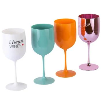480ml 16oz Customized Colored Acrylic Plastic Wine Glasses Goblet Large Capacity Champagne Flutes Wedding Red Wine Cup - Suzhou TopRising International Trade Co., Ltd - China