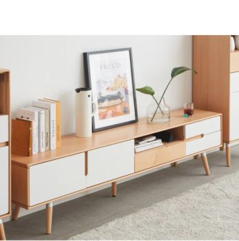 Wooden Frame Black Finish TV Stand with Storage Shelves and Drawers - Qingdao Lidu Furniture Co., Ltd. - China