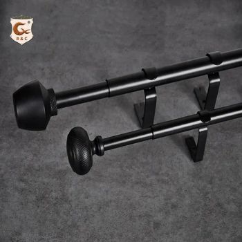 Manufacture Home Decorative 28mm Extendable Curtain Rods Set Color Black Origin China Trademark R&C Material Metal Type Curtain - R & C FUZHOU HOUSEWARE CO., LTD. - China