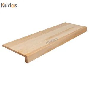 Invisible Stringer Straight Stairs Red Oak Solid Wood Tread for Staircase - Foshan Kudas Household Products Co., Ltd. - China