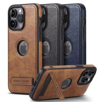 Simple Men's Business Design Leather Bracket Phone Case for Apple 16 PRO Max Phone15 14 Drop-Resistant Feature Included - Qingdao Chenghaoda Science and Technology Co., Ltd. - China