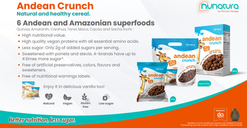 Extruded low sugar sweet crunchy natural snacks Origin Peru Shelf Life 12 months Place of Origin Lima, Peru Product Type Snacks, Sweets - Peruvian Heritage sac DBA Nunatura - Peru