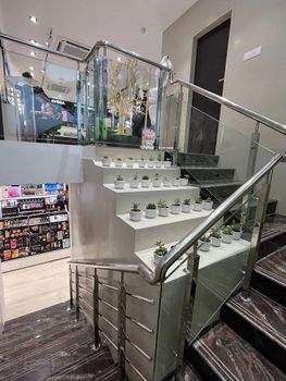 SS Glass Railings Design Pipe Material SS Thickness 8 mm Position Stairs Usage/Application Home Glass Type Toughened - Core Interior & Decor - India