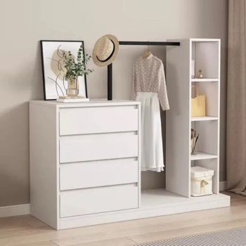 Modern Melamine Wooden Standing Coat Rack White Dressing Rack with Cabinets - Foshan Ulink Furniture Limited - China