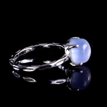 Blue Chalcedony Healing Crystal Rings Adjustable Size Natural Crystal Stone Silver Ring - Xiamen Amore Gift Solutions Co., Ltd. - China