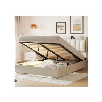 Strong Safety Gas Lift Mechanism Bed Lifter Slowly Rising Storage Ottoman Bed Frames with Birch Slat Bed Base for European Bedroom Bed Furniture Hotel Homeuse - Qingdao Keruyun Industrial Technology Co., Ltd. - China