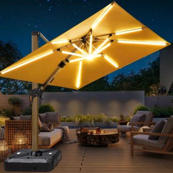 Wholesale Cantilever Umbrella 12FT Solar Umbrella & Base LED Light Parasols Patio Garden Outdoor Furniture Umbrellas Nature - Anhui Xianwei E-Commerce Co., Ltd - China