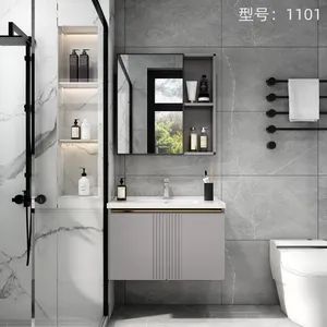 Contemporary Bathroom Vanity Set with LED Mirror Lighting Style Modern Condition New Model NO. SK-1101 Origin - Chaozhou Chaoan District Fengtang Town Muze Sanitary Ware Company - China