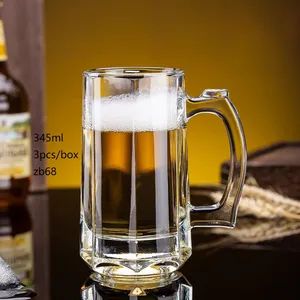 345ml Wholesale Clear Transparent Large Custom Logo Beer Glasses Mug Cup for Cold Beverage Drinks Bar Beer Stein - Ningbo Yuheng Medical Equipment Company Ltd - China