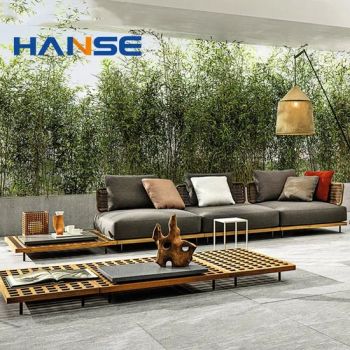 Miami Art Wooden Garden Bed Patio Cafe Cast Iron Furniture Garden Outdoor Garden Bed Furniture Sets Living - Foshan Hanse Industrial Co., Ltd. - China