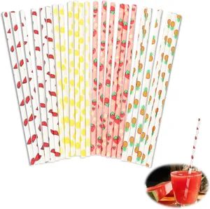 Disposable Paper Drinking Straws Fruit Strawberry Watermelon Party Decorative Paper Straws - XIAMEN TEAMWORK PACK LIMITED - China