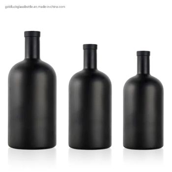 Black Color 500ml 700ml 750ml Round Empty Glass Liquor Wine Spirit Vodka Whisky Gin Brandy Bottles with Customized Corks Supplier - SHANDONG JINGNA GLASS CO., LTD. - China