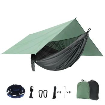 Outdoor Camping Double Person Thick Pull Rope Mosquito Net with Canopy Nylon Hammock - Anhui Junhan International Trade Co., Ltd. - China