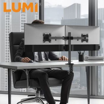 Economy Steel Monitors VESA Desk Mount Stand Articulating Adjustable Dual Monitor Holder Arm Bracket for 17"-32" Screen Computer - Lumi Legend Corporation - China
