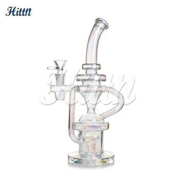 Hittn 11.2 Inches Holographic Rainbow Showerhead Perc Recycler DAB Oil Rig 14mm Bowl Pyrex Glass Smoking Water Pipes - Hejian City Shenghong Glass Products Co., Ltd. - China