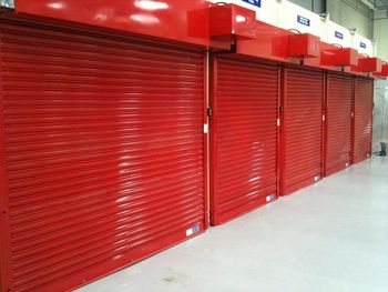 Mild Steel Fire Rated Shutters Color Red Style Full Height Open Style Automatic Material Mild Steel, Steel Dimension/Size As - Luxview Doors And Windows - India