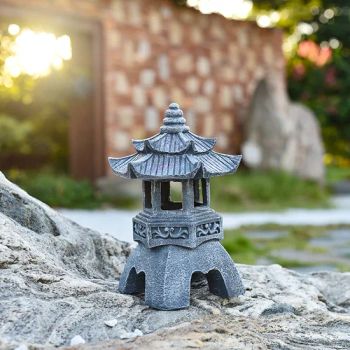Traditional Style Oriental Stone Tower Yard Decoration Solar Gift Home Decor Light - KONG SENG LTD - China