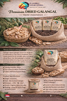 dried galangal roots Purity ≥ 99% Origin Indonesia Foreign Matter ≤ 0.5% Moisture Content ≤ 10% Shelf Life 18 – 24 Months - PT. Synergy Natura Optima - Indonesia