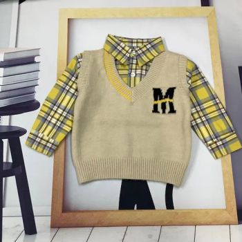 Two Pieces of Knitted Garments Children Patchwork Sweater Size S Gender Boy HS Code 5145 Type Sweater Age 1-6years Season - Guangzhou Tianyue Garment Trade Co., Ltd - China