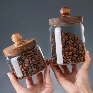 Home Kitchen Honey Jar with Wooden Dipper and Lid Storage Jar for Storing and Dispensing Coffee or Other Food - Yancheng Xinboyuan Glass Co., Ltd. - China