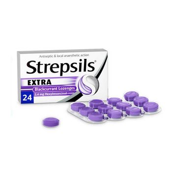 Strepsils Extra Triple Action Sore Throat Lozenges - Blackcurrant 24s - Smart Agri GmbH - Germany