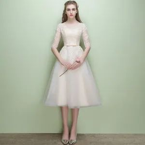 New Medium-Length Long Sleeved Dress Bridesmaid Wedding Dresses Evening Dresses - Guangzhou Langzi Garment Co., Ltd. - China