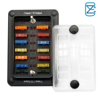 12 Way Blade Fuse Box 32V DC 1 Input/12 Output 12 Circuit Waterproof Fuse Block Holder with LED Indicator for Fuse Components - Shenzhen Cozy Electronics Co.,Ltd. - China
