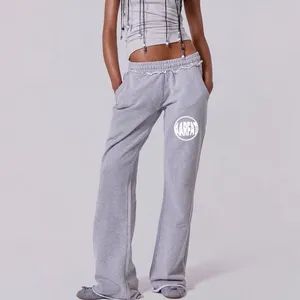Oversized Wide Leg Baggy Sweatpants Fitness Straight Leg Joggers Blank Women's Flare Pant Manufacture Terry Cotton Trousers - Hangzhou Yuanzhe Clothing Technology Co., Ltd. - China